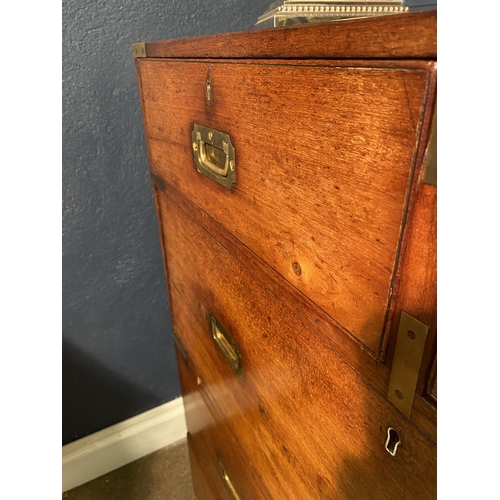 14 - 19th C. mahogany brass bound campaign chest stamped Ross & Co Camp Furniture Manufacturers 8. 9. 10 ... 