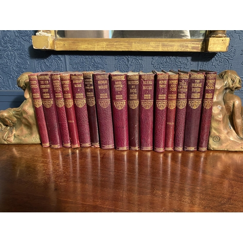 20 - Collection of fifteen leather bound Charles Dickens novels