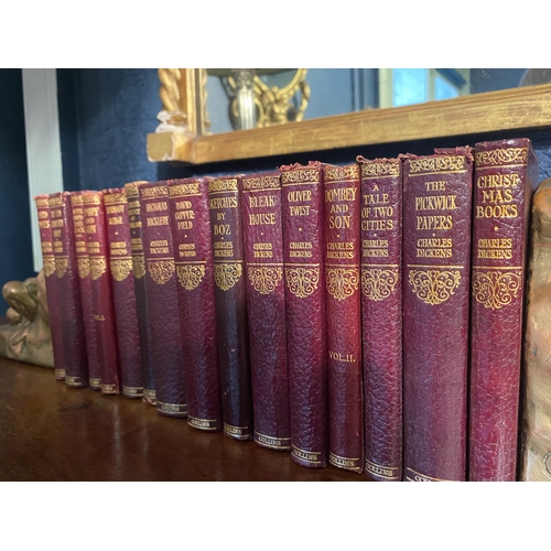 20 - Collection of fifteen leather bound Charles Dickens novels