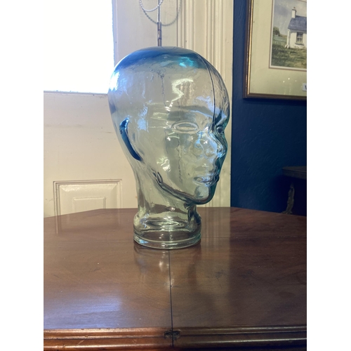 4 - Early 20th C. glass shop display head {29 cm H x 15 cm W x 20 cm D}.