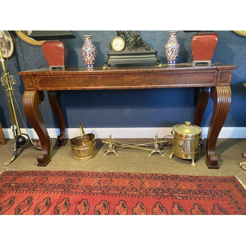 59 - Good quality Willian IV mahogany console table with single drawer in the frieze raised on cabriole l... 