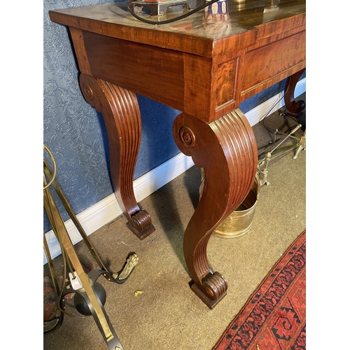 59 - Good quality Willian IV mahogany console table with single drawer in the frieze raised on cabriole l... 