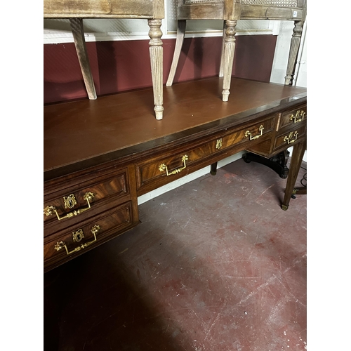 618 - 19th C. French mahogany desk with inset leather top raised on square tapered legs {76cm  H  x 160cm ... 