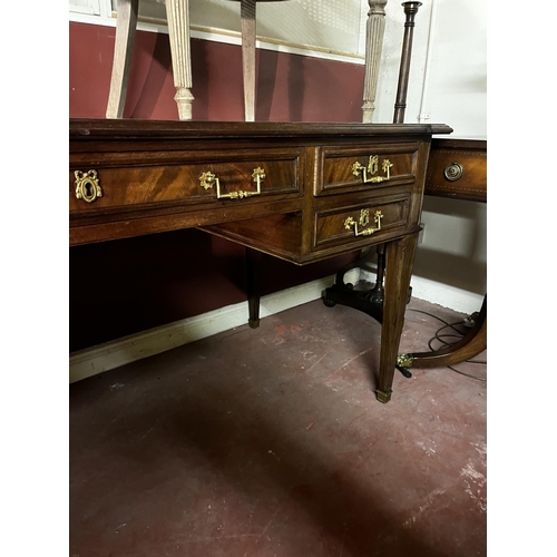 618 - 19th C. French mahogany desk with inset leather top raised on square tapered legs {76cm  H  x 160cm ... 