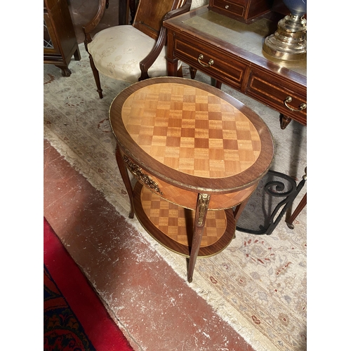 622 - French kingwood lamp table with ormolu mounted with single drawer raised on square tapered legs {68c... 