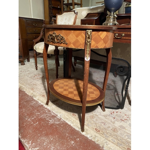 622 - French kingwood lamp table with ormolu mounted with single drawer raised on square tapered legs {68c... 