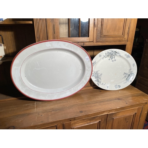 636 - Two 19th C. ceramic meat dishes {48 cm H x 63 cm W and 40 cm H x 50 cm W }.