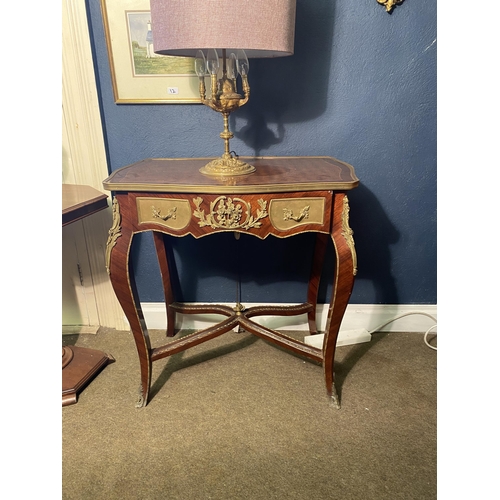 7 - Good quality French kingwood side table with ormolu mounts and single drawer in the frieze raised on... 