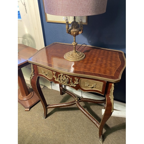 7 - Good quality French kingwood side table with ormolu mounts and single drawer in the frieze raised on... 