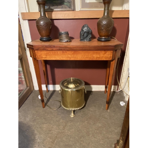 78 - 19th C. cross banded satinwood turn over leaf table raised on square  tapered legs {76cm  H  x 92cm ... 