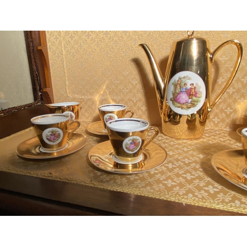 88 - Early 20th C. gilded ceramic fifteen piece coffee service.