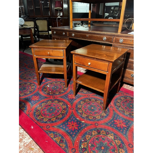 886 - Pair of mahogany bedside lockers with single drawers raised on square tapered legs {63cm  H  x 50cm ... 