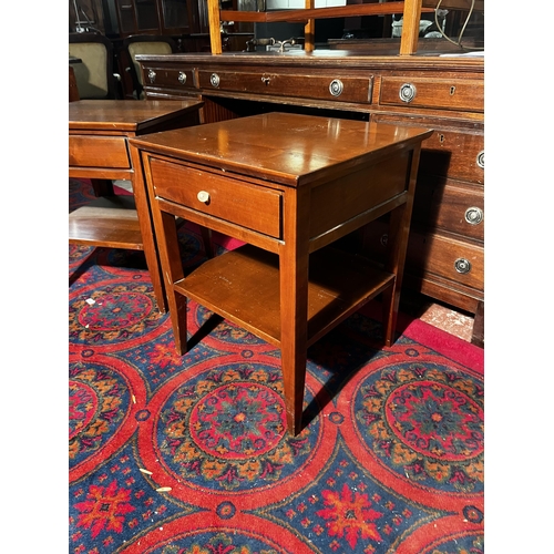 886 - Pair of mahogany bedside lockers with single drawers raised on square tapered legs {63cm  H  x 50cm ... 