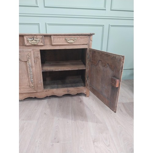 99 - 19th C. bleached oak side cabinet with three drawers in frieze above two blind doors {91 cm H x 153 ... 