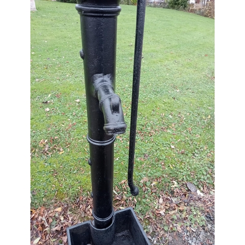 861 - Large antique cast iron water pump with cast iron trough {H 180cm x W 24cm x D 50cm }.