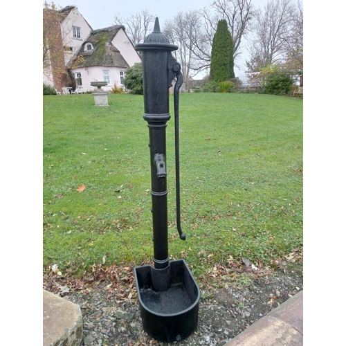 861 - Large antique cast iron water pump with cast iron trough {H 180cm x W 24cm x D 50cm }.