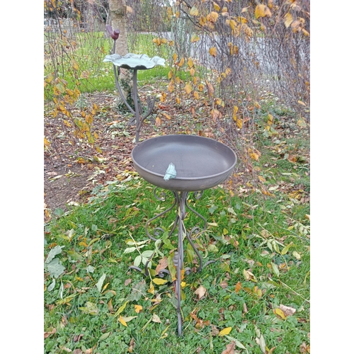 881 - Metal two tier bird bath {H 90cm x Dia 30cm }.