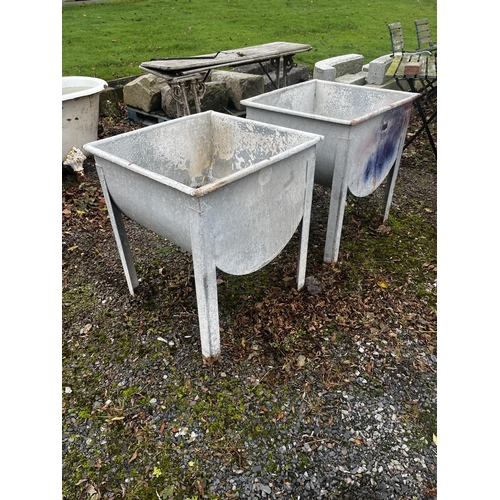 857 - Pair of early 20th C. galvanised planters {78 cm H x 67 cm W x 67 cm D}.