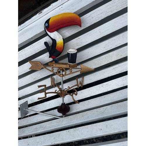 875 - Cast iron Toucan weather vane {70 cm H x 60  cm Dia.}.