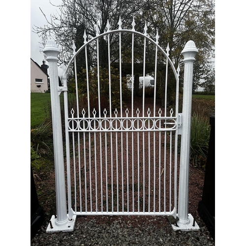 904 - Good quality 19th C. wrought iron garden gate with cast iron posts {200 cm H x 140 cm W}.