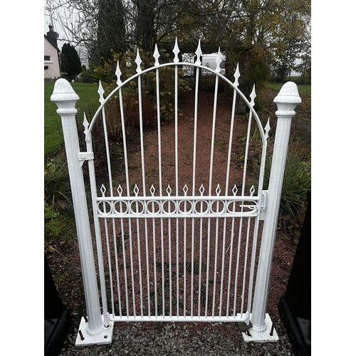 904 - Good quality 19th C. wrought iron garden gate with cast iron posts {200 cm H x 140 cm W}.