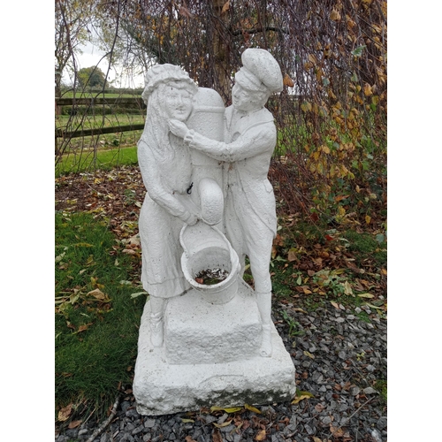 915 - Stone couple water feature {H 76cm x W 35cm x D 35cm }.