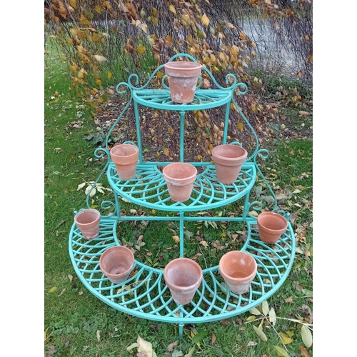 923 - Three tier half moon plant stand {H 90cm x W 100cm x D 50cm }.