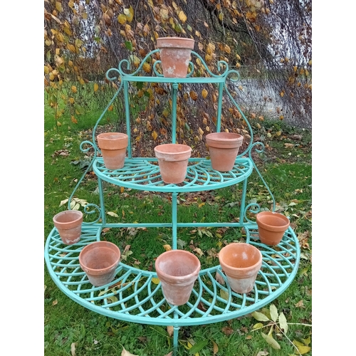 923 - Three tier half moon plant stand {H 90cm x W 100cm x D 50cm }.