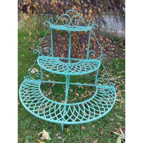 923 - Three tier half moon plant stand {H 90cm x W 100cm x D 50cm }.