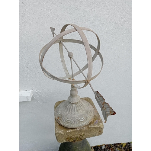 924 - Sandstone five piece armillary {H 130cm x 40 x 40 }.