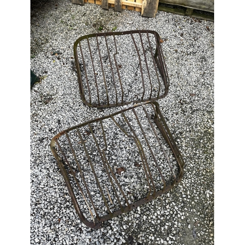 933 - Two 19th C. wrought iron hay racks {Approx. 66 cm H x 96 cm W x 40 cm D}.