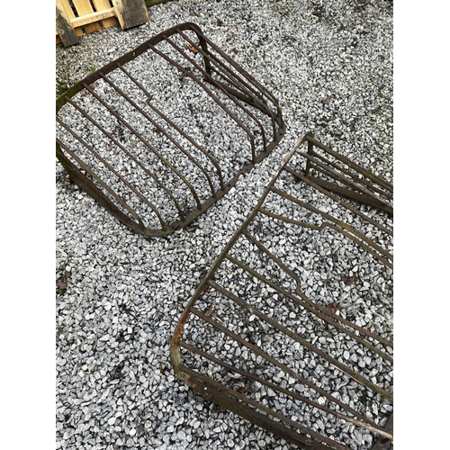 933 - Two 19th C. wrought iron hay racks {Approx. 66 cm H x 96 cm W x 40 cm D}.