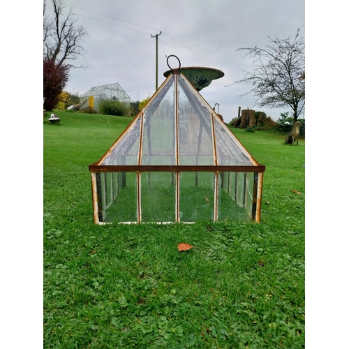 865 - Wrought iron and glass garden cloche {80 cm H x 70 cm W x 70 cm D}.