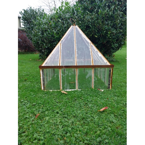 865 - Wrought iron and glass garden cloche {80 cm H x 70 cm W x 70 cm D}.