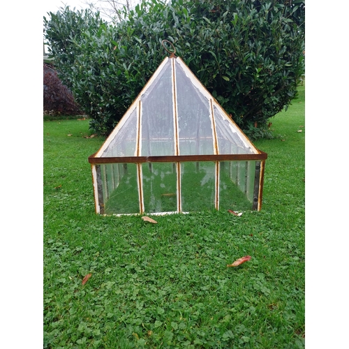 865 - Wrought iron and glass garden cloche {80 cm H x 70 cm W x 70 cm D}.