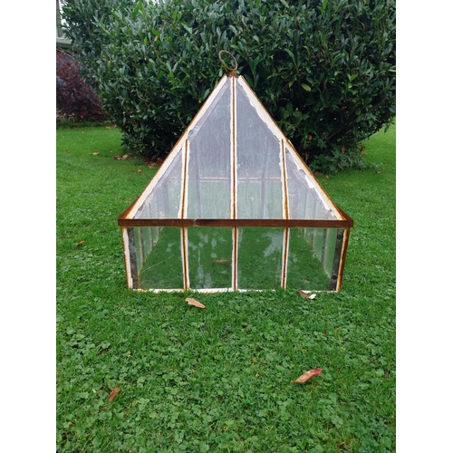 865 - Wrought iron and glass garden cloche {80 cm H x 70 cm W x 70 cm D}.