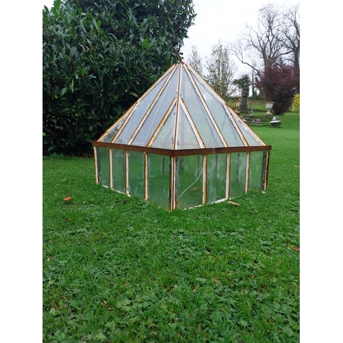 865 - Wrought iron and glass garden cloche {80 cm H x 70 cm W x 70 cm D}.