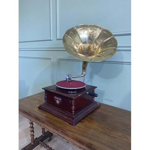 295 - Decorative Gramophone with brass horn {70 cm H x 46 cm W x 43 cm D}.