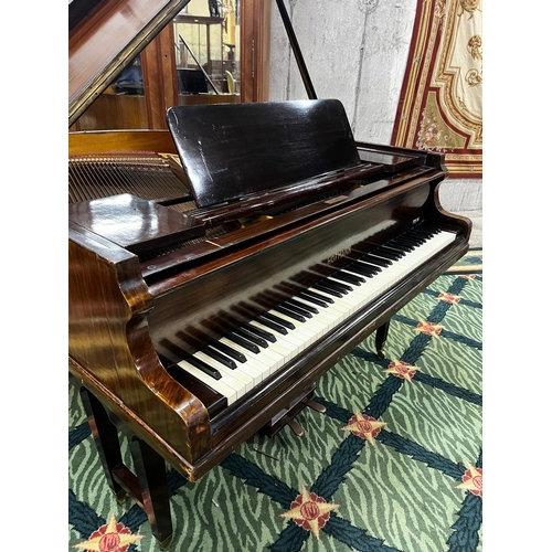 383 - Victorian Mahogany Hofmann baby Grand piano {190 cm H x 140 cm W x 140 cm D}.