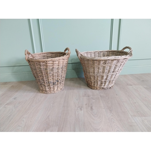 255 - Two early 20th C. wicker baskets {40 cm H x 50 cm W x 48 cm D and 47 cm H x 67 cm W x 54 cm D}.