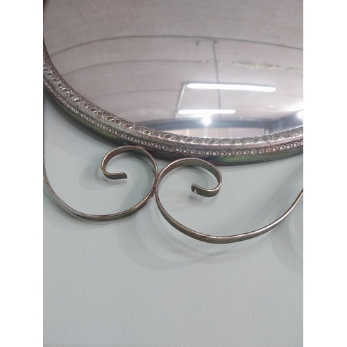 158 - Vintage brass framed convex wall mirror {41 cm Dia.}.