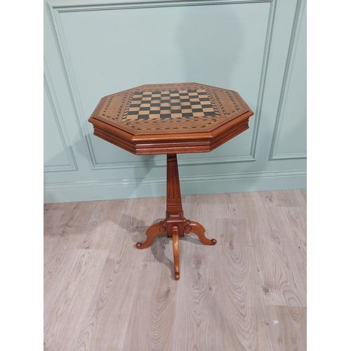 109 - 19th C. Oak and ebony chess table raised on single column with four outswept feet. {77 cm H x 54 cm ... 