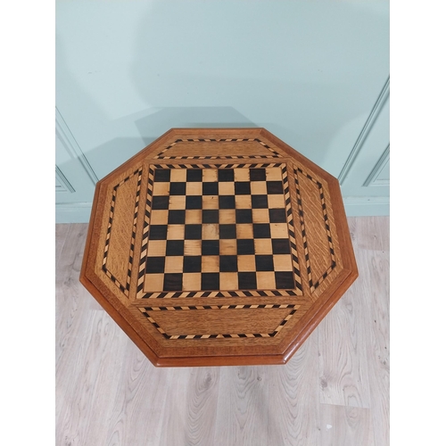 109 - 19th C. Oak and ebony chess table raised on single column with four outswept feet. {77 cm H x 54 cm ... 