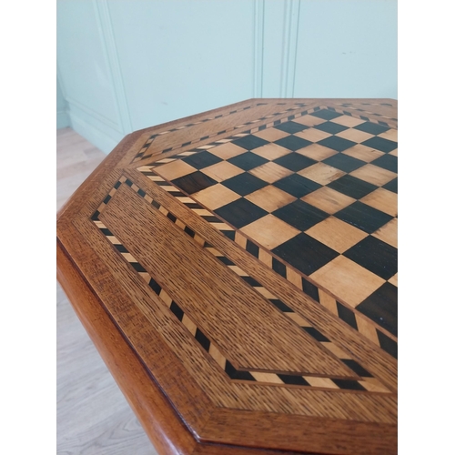 109 - 19th C. Oak and ebony chess table raised on single column with four outswept feet. {77 cm H x 54 cm ... 