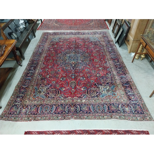 114 - Good quality decorative Persian carpet square. {370 cm H x 277 cm W}.