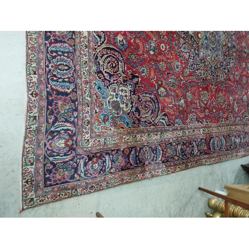 114 - Good quality decorative Persian carpet square. {370 cm H x 277 cm W}.