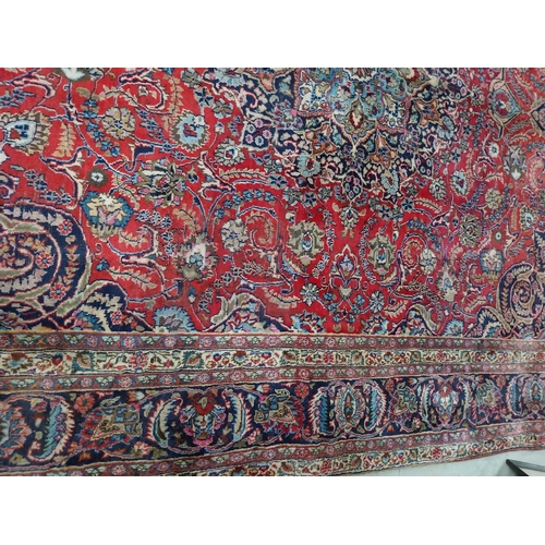 114 - Good quality decorative Persian carpet square. {370 cm H x 277 cm W}.