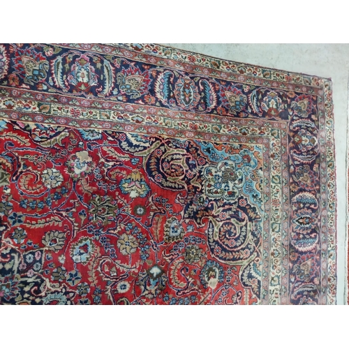 114 - Good quality decorative Persian carpet square. {370 cm H x 277 cm W}.