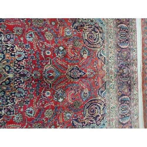 114 - Good quality decorative Persian carpet square. {370 cm H x 277 cm W}.