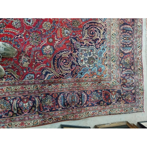 114 - Good quality decorative Persian carpet square. {370 cm H x 277 cm W}.